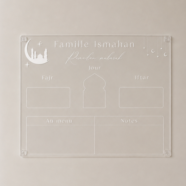 calendrier ramadan en plexiglas