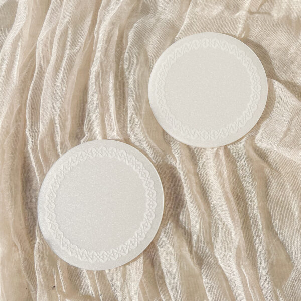 dessous de verre à thé blanc perlé – motif orient (x2)
