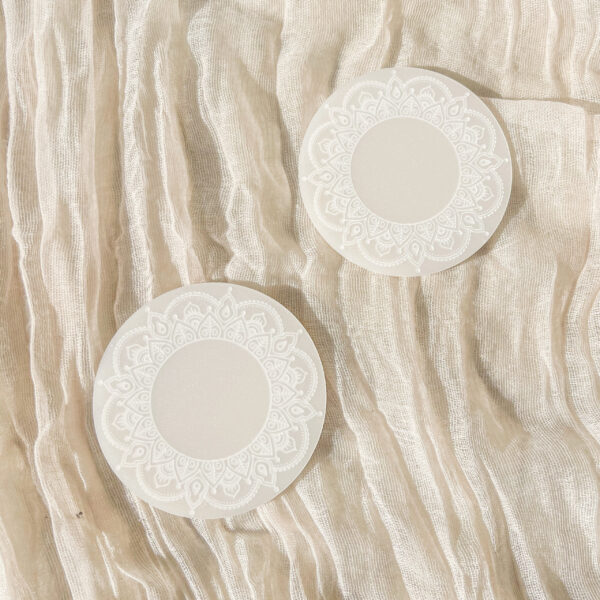dessous de verre à thé blanc perlé – motif orient (x2)